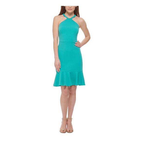 VINCE CAMUTO Womens Green Cutout Back Lined Sleeveless Sheath Dress 2 - Picture 1 of 4